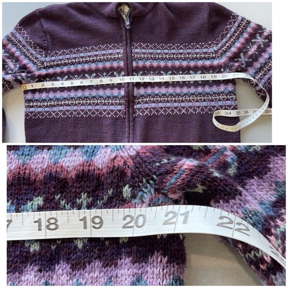 Tiara size large zip front cardigan plum fair isle layer career work fall winter - Picture 6 of 16